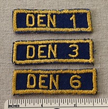 Vintage DEN 1 3 6 Cub Scout Unit Number PATCHES BSA Uniform Strip Badge
