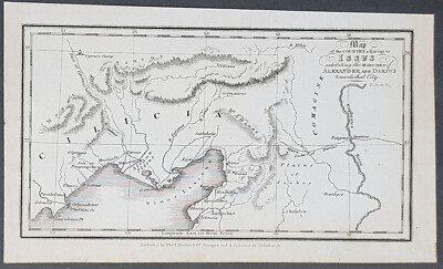 1825 R Scott Antique Map of Battle of Issus, Turkey Alexander the Great ...