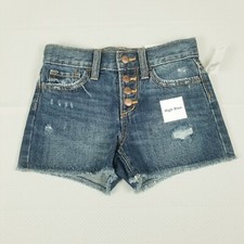 Old Navy Girls High Rise Denim Shorts 6 Medium Wash Adjustable Waist A3