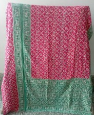 Indian Handmade Kantha Quilt Vintage Bedspread Throw Cotton Blanket Gudari Twin