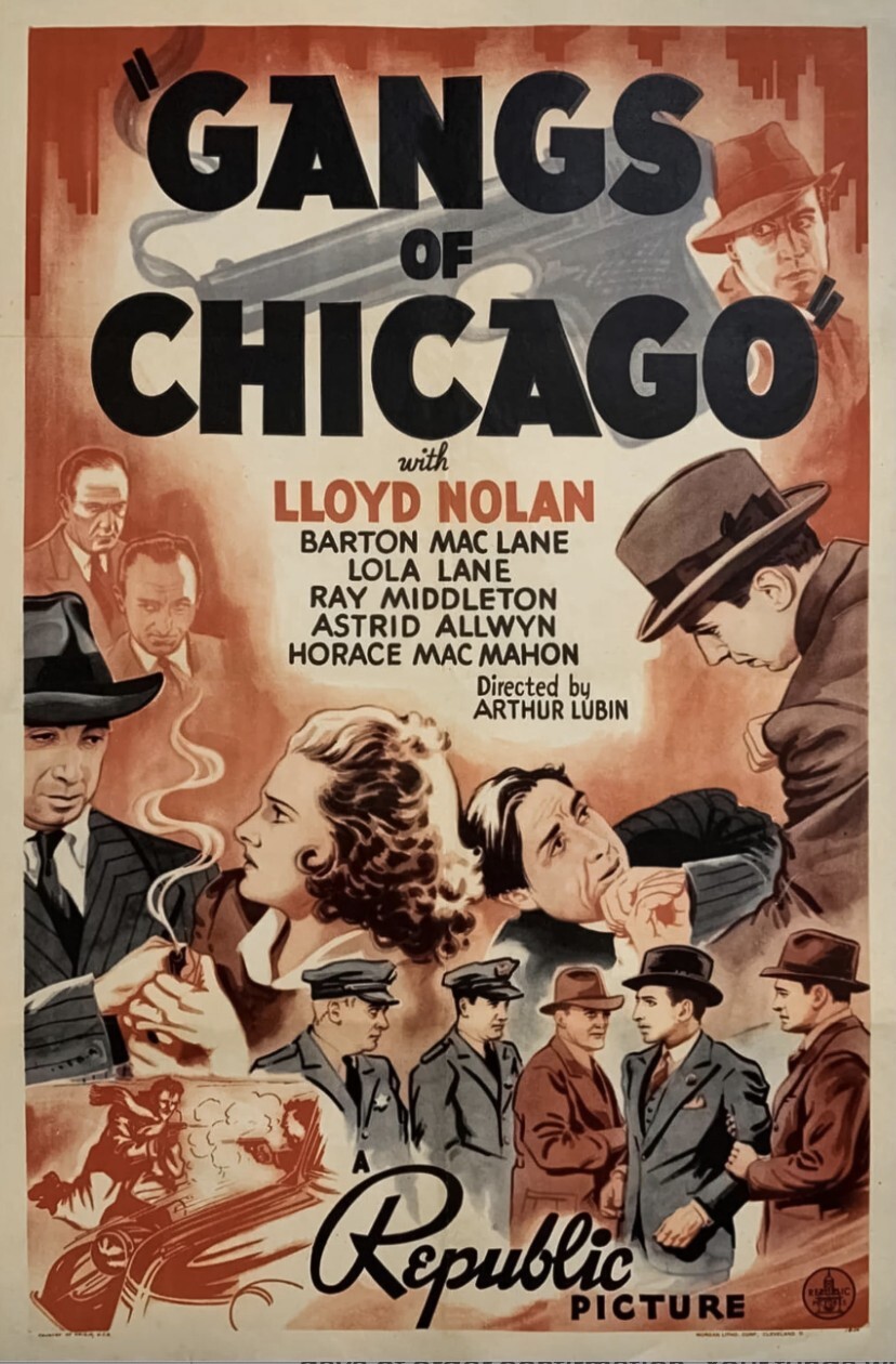 Rare Gangs Of Chicago 1940 Origianl Gangster Movie Poster Lloyd Nolan Lola Lane