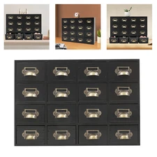 Drawers Storage Cabinet 16 Drawer Cabinet Wooden Medicine Cabinet black