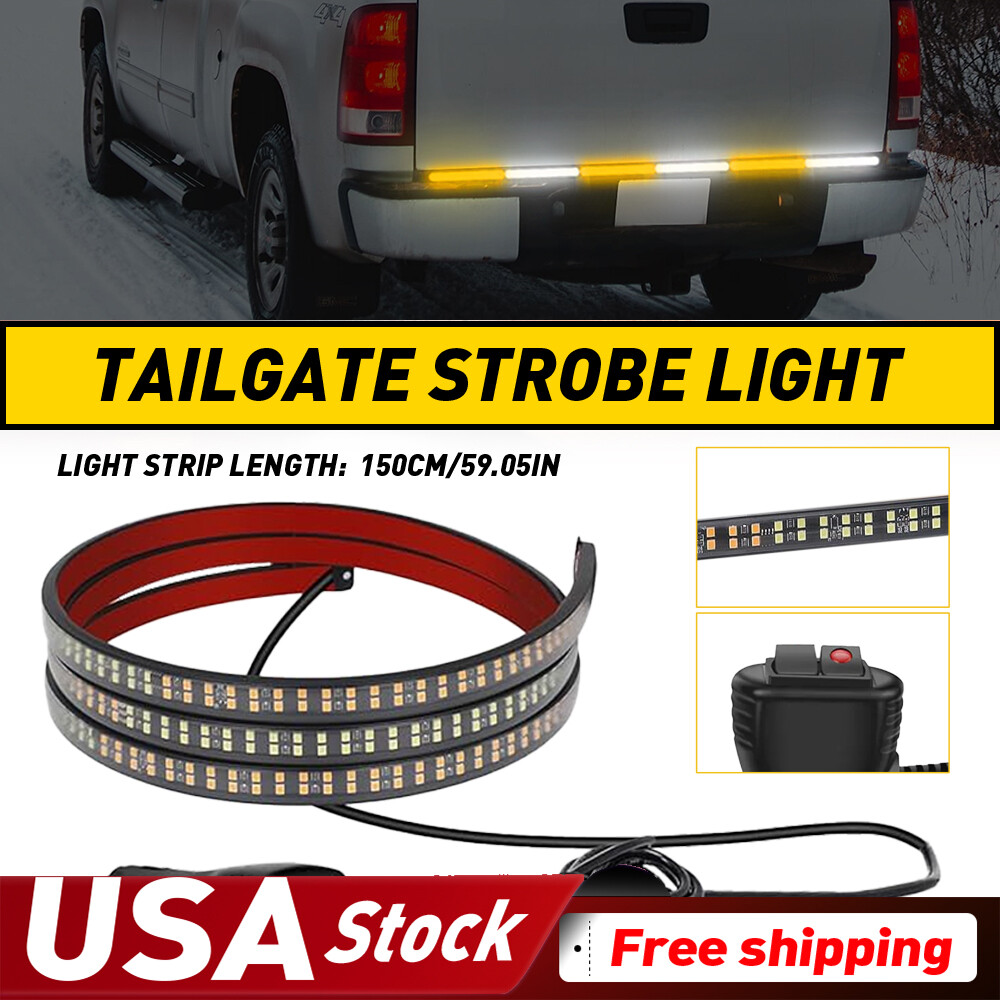 60 Inch Emergency Truck Tailgate Tail Strip Lights Light Strobe Bar Amber White