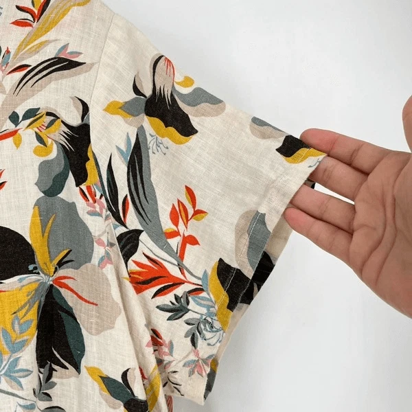 Cynthia Rowley Womens Linen Tropical Floral Short Sleeve Top Multi-Color Size 1X - Image 4 of 4