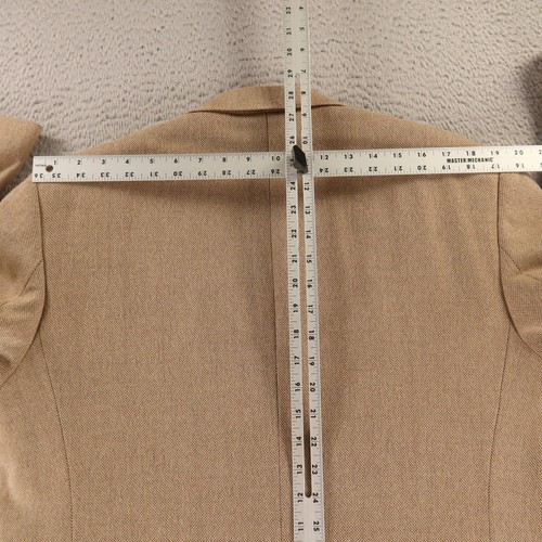 Tweed Jacket M Beige Barleycorn Herringbone 100% Wool Super 120s Blazer 42S - Picture 14 of 17