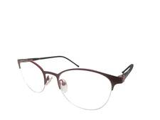 Eyeglasses Women's Round Blk/Red Metal/Plastic 48-20-142 Semi-Rimless Demo-Lens