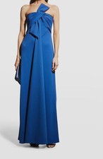 650 Badgley Mischka Women Blue Strapless w/ Draping Bow Gown Size 14