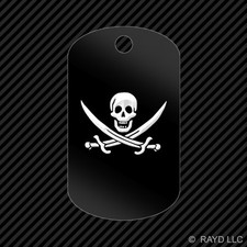 Jolly Roger Calico Jack Rackham Pirate Keychain GI dog tag engraved many colors