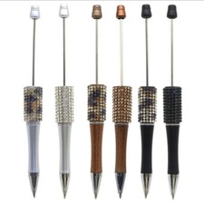 6 pc. Set Animal print Plastic Beadable Pens rhinestone wrapped Pen for DIY