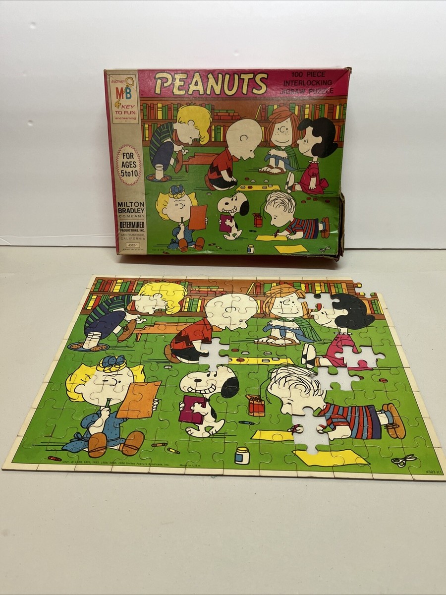 Vintage 1966 Milton Bradley Peanuts Cartoon 100 Piece Jigsaw