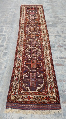 11'3"×2'5" Handmade Barjasta Vintage Rug Nice Wool Tribal Runner narrow rug