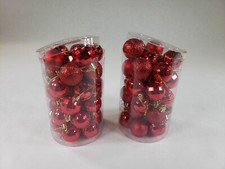 Lot of 2 Boxes 1.57" Red Christmas Tree Ornaments Hanging Balls 68 Total