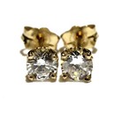 New 14k yellow gold .55ct I1 H Fancy prong round diamond stud earrings — photo 2