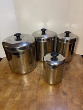 Vintage Vollrath Canister Set of 4 Stainless Steel 8811-8814 Complete Set
