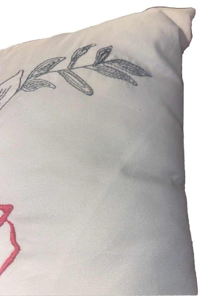 VTG Rose Tree Marseilles White Pillow Embroidered with/Rose 14 x 14 - MINT - Image 3 of 4