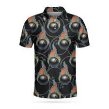 Bowling Balls On Fire Vintage AOP Premium Polo Shirt Flame Bowling Lover Gift