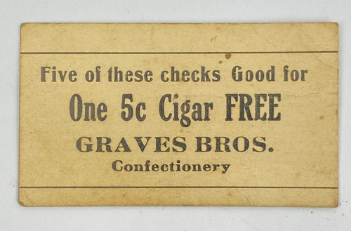 Vintage Graves Brothers Confectionery 5 Cent Cigar Free Coupon