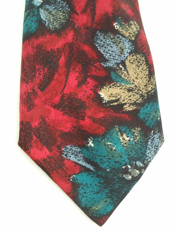 Corbata Hombre Austin Gris Seda Rojo y Azul Floral Desconocida Foto 2 de 4