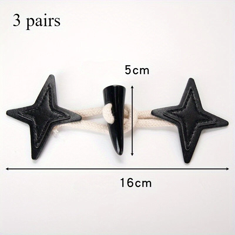 3 Sets PU Leather Sew-on Toggles Closures sew-on Resin Horn Buttons Sewing - Image 3 of 4
