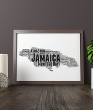 Personalised Jamaica Word Art Map - Jamaican Word Art Gift - Add Your Own Words
