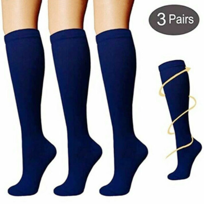 3 Pairs Medical Compression Socks for Women and Men 20-30 mmHg Knee High Socks