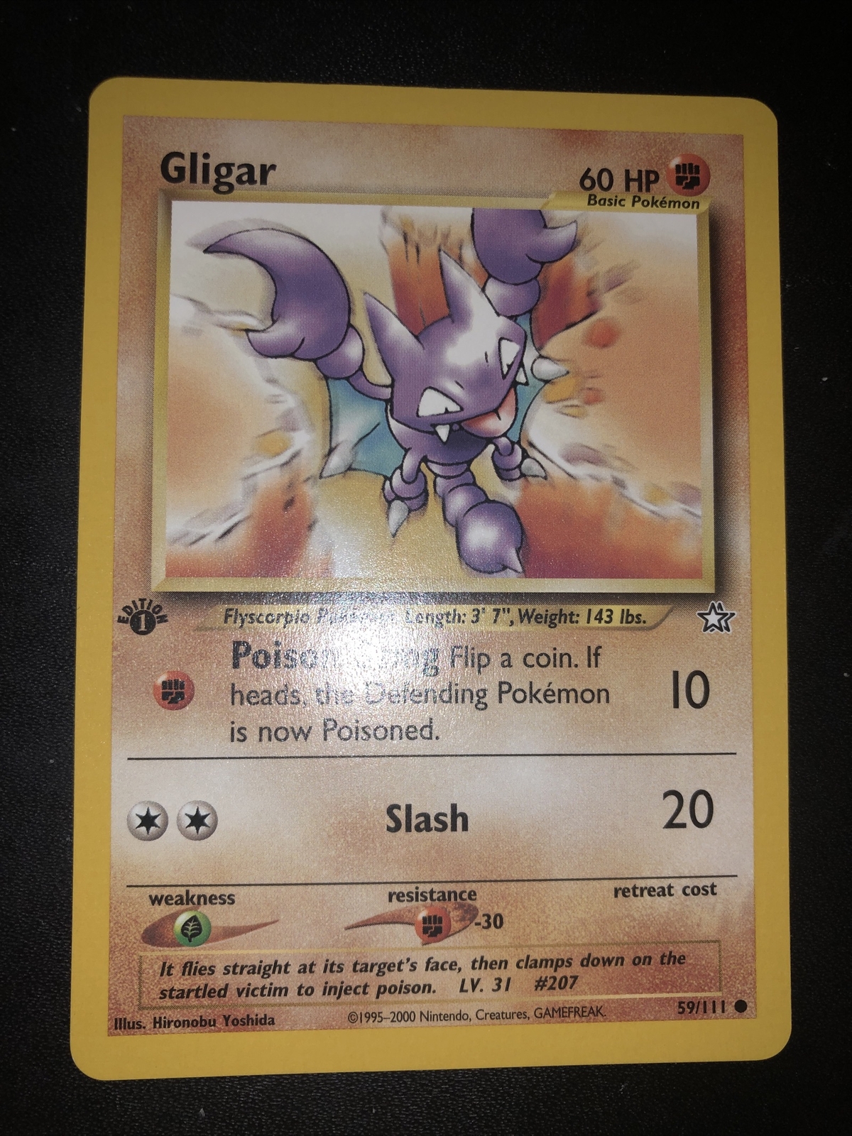 GLIGAR COMMON - POKEMON 59/111 NEO GENESIS 1ST EDITION MINT US VERSION