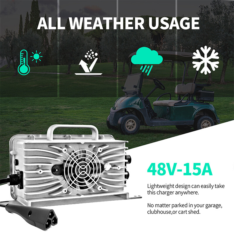 48 Volt 15 AMP Golf Cart Battery Charger 3 Pin Triangle Plug For EZGO RXV TXT