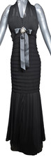Betsy  Adam Prom Formal Gown Black Halter Mermaid side zip Crystal pin size 8