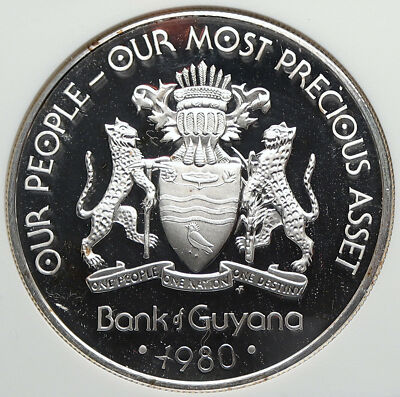 1980 Guyana Large Silver Proof $5-Crichlow | eBay