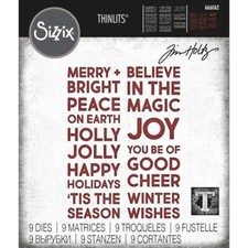 Tim Holtz "BOLD TEXT CHRISTMAS" Sizzix Thinlits Dies 666062 MSRP 35