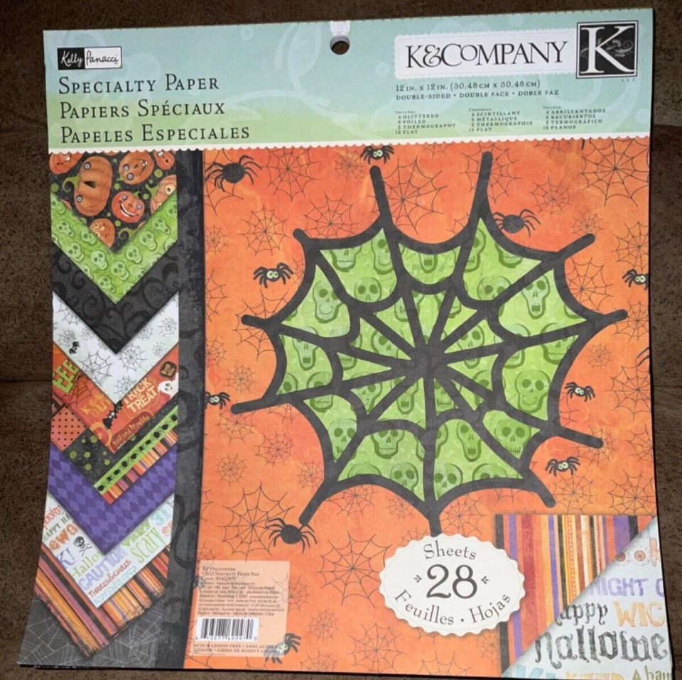 Scrapbook Paper Huge Lot 130 Pages All Halloween Skulls Spiders Bats Sparkle LRS - Image 3 of 4