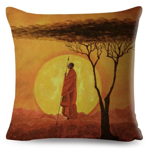Orange Abstract Painting Africa life Collection African Woman Home Decor Pillow - Picture 13 of 38