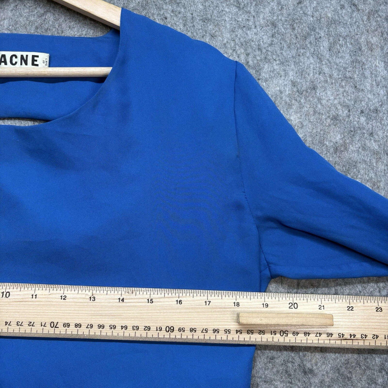 Abito donna Acne Studios Adelle taglia 36 UK 6 8 blu manica lunga leggero