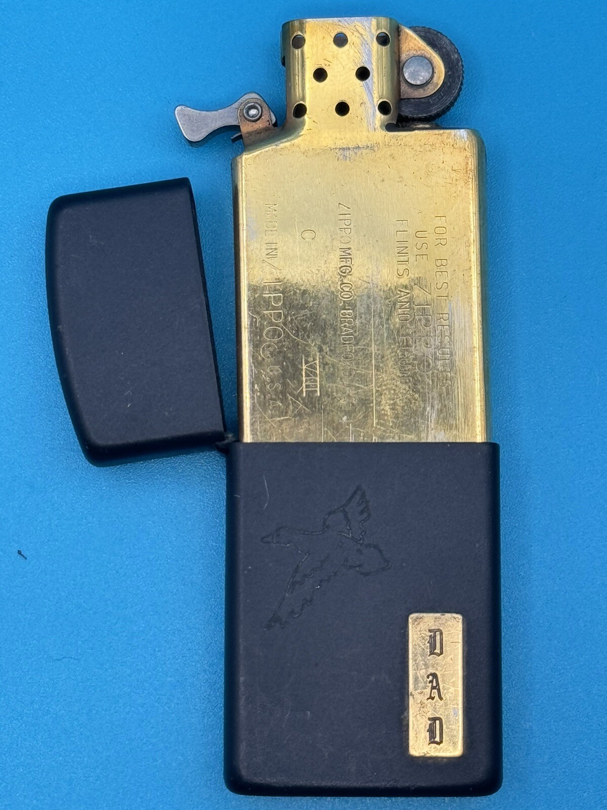 Vintage 1992 Dove Dad Emblem Black Matte Slim Zippo Lighter NEW