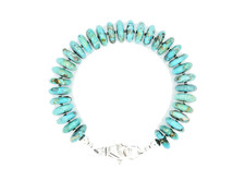Men's Huge 12mm Turquoise Rondelle Bracelet with Lobster Clasp, Kingman Arizona