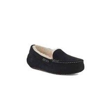 UGG Ansley 1106878W-BLK Slippers Women's Black Suede Slip-On Casual Moccasin