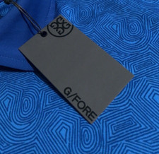 NEW G/Fore G4 Men's Medium Blue Abstract Spiral Tech Jersey Golf Polo Shirt M