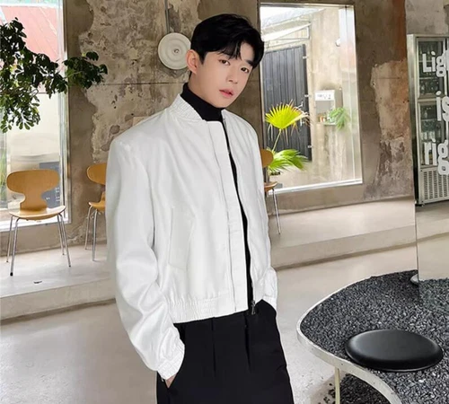 Men's Autumn Stand Collar Long Sleeve Loose Jackets Fashion Casual Short Coats - Picture 6 of 21