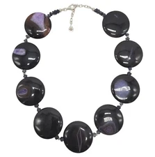 Studio BARSE Black & Purple Agate 18" Necklace 925 Sterling Silver New In Box