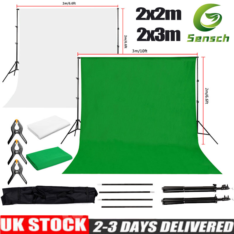 3M Backdrop Stand KIT Studio White Background Support Green Screen Photography
