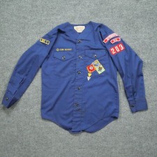 Vintage Cub Scout Shirt Youth Large Blue Uniform America BSA 80s