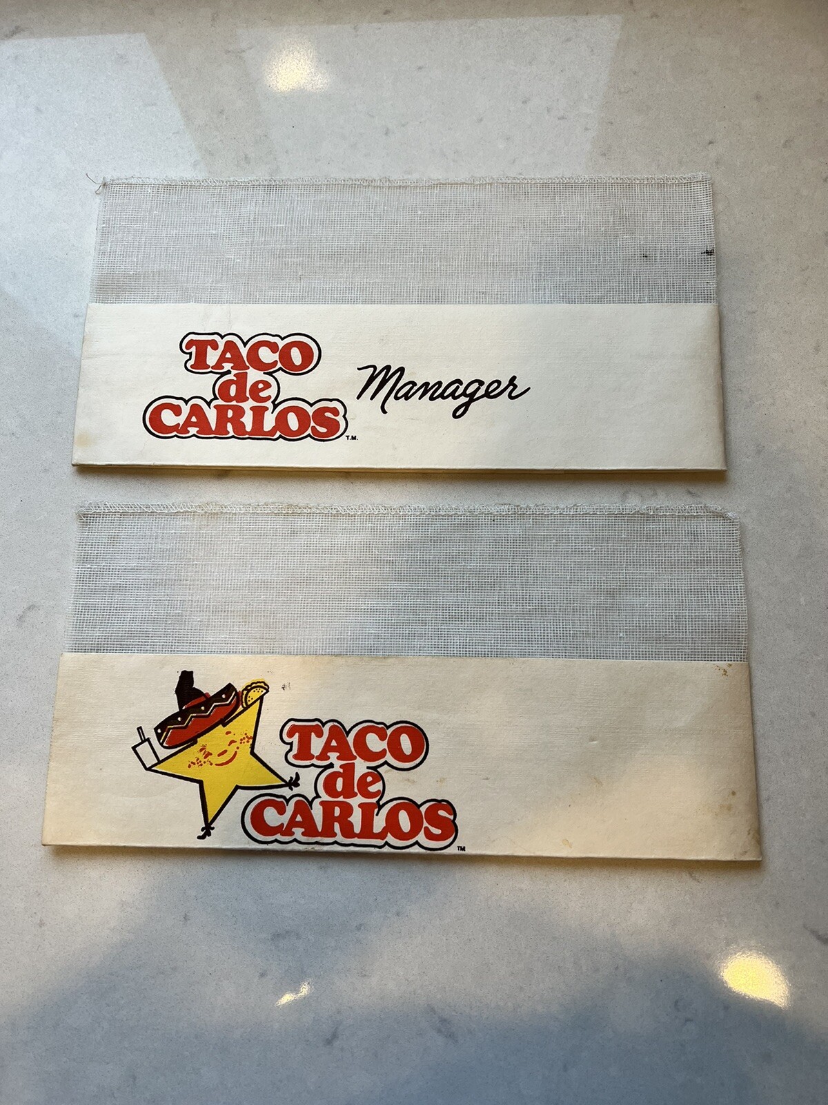 Vintage 2 Taco de Carlos Carls Jr. Paper Hats Manager… Gem