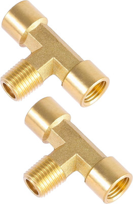 Brass 1/4'' NPT Female Male Female Street Tee Pipe Fitting Adapter 2 Pack