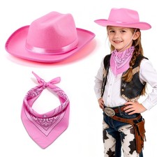 Toddler Cowboy Hat  Bandana, Felt Cowboy Hats for 3-8, Western Cowgirl