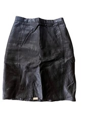 Vintage Leather Skirt Small Pencil Black Made In. England