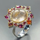Jewelry ring Natural Rutilated Quartz Ring 925 Sterling Silver Size 8.5 /R480507
