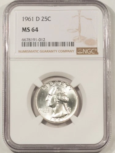 1961-D WASHINGTON QUARTER - NGC MS-64