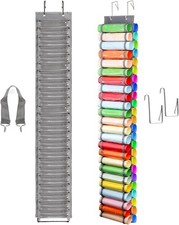 48-Compartment Vinyl Roll Holder with Hooks and Strap, Wall Mounting Hanging