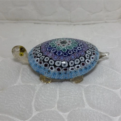 Murano Millefiori Glass Turtle Figurine Multicolor Handmade