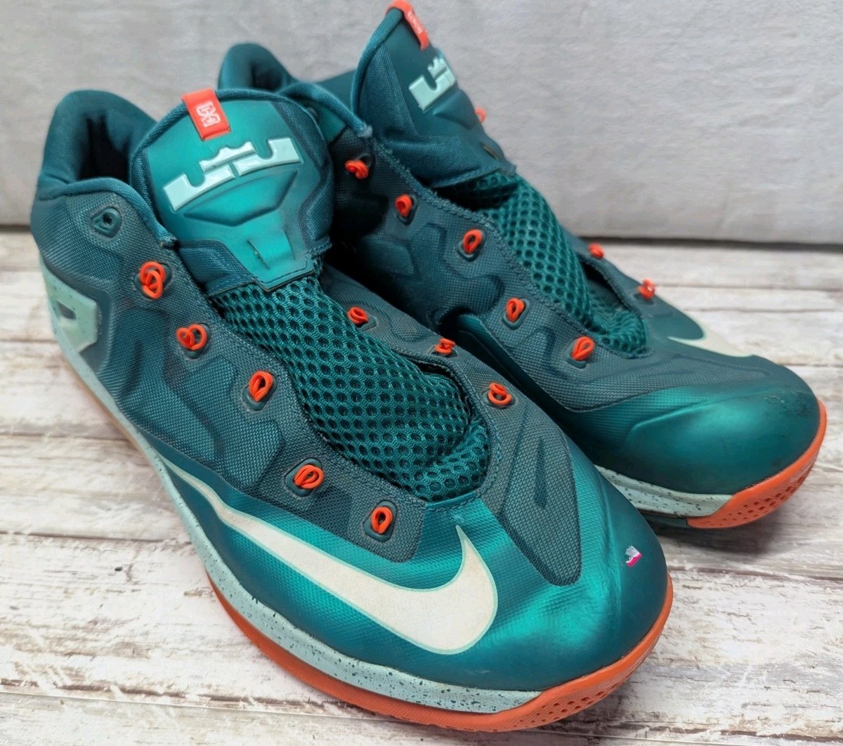 Nike LeBron XII 13 Low Men's Shoes Size Teal Orange Basketball No